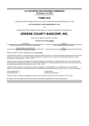 Thumbnail Greene County Bancorp 10-Q Quarterly Report FY2014 