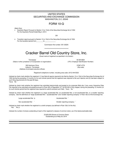 Miniature Cracker Barrel 10-Q Rapport trimestriel 2014 