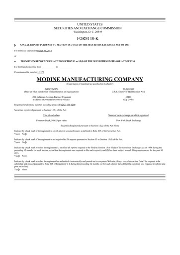 Thumbnail Modine Manufacturing
 10-K Annual Report 2014