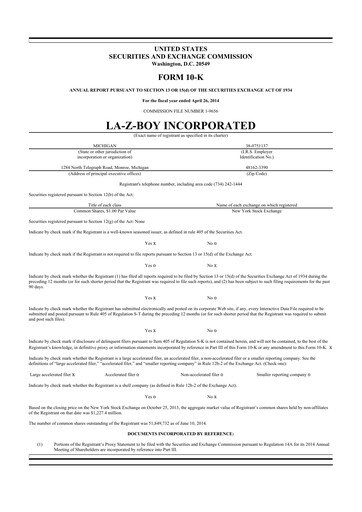 Thumbnail La-Z-Boy
 10-K Annual Report 2014