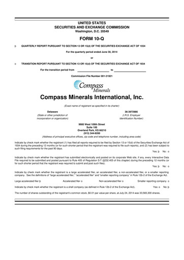 Thumbnail Compass Minerals 10-Q Quarterly Report FY2014 