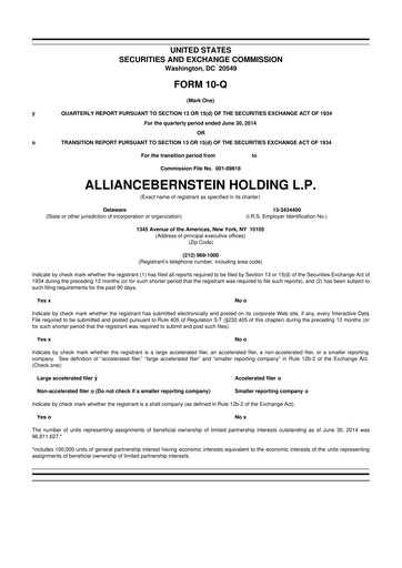 Thumbnail AllianceBernstein 10-Q Quarterly Report FY 