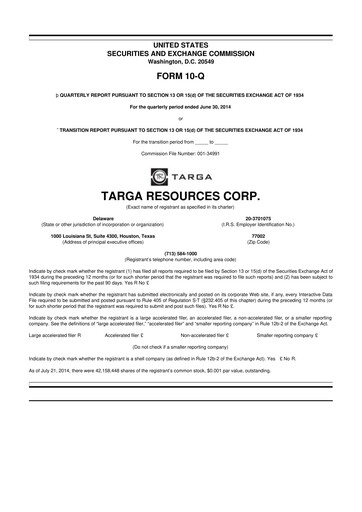 Thumbnail Targa Resources
 10-Q Quarterly Report FY2014 