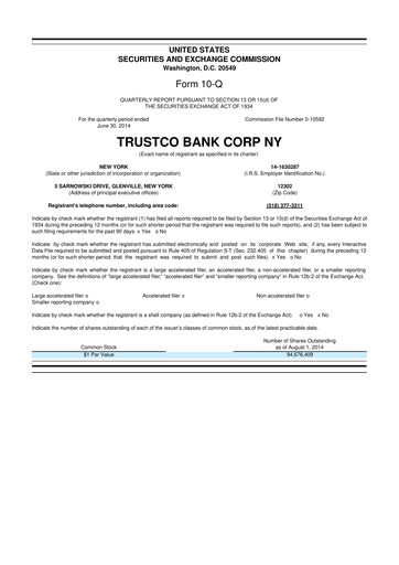 Thumbnail Trustco Bank 10-Q Quarterly Report FY2014 