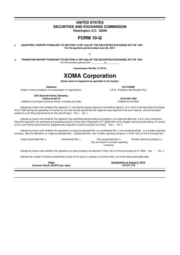 Thumbnail XOMA Royalty 10-Q Quarterly Report FY2014 