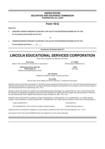 Thumbnail Lincoln Educational Services 10-Q Quarterly Report FY2014 