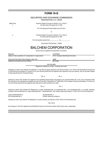 Thumbnail Balchem 10-Q Quarterly Report FY2014 