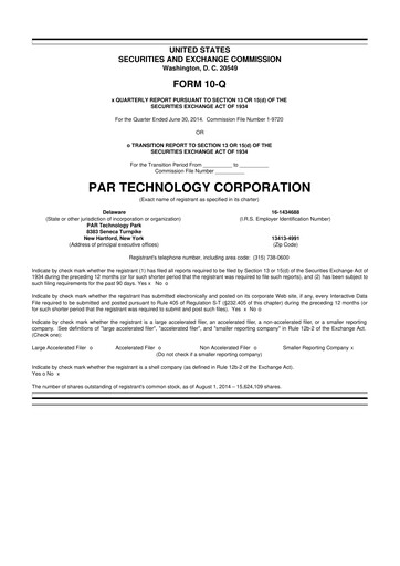 Thumbnail PAR Technology 10-Q Quarterly Report FY2014 