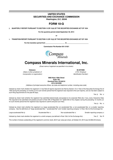 Thumbnail Compass Minerals 10-Q Quarterly Report FY2014 