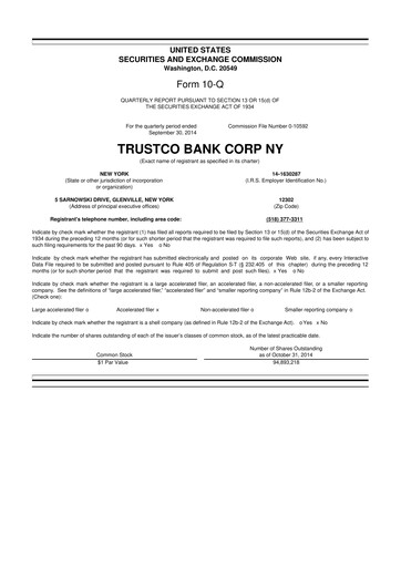Thumbnail Trustco Bank 10-Q Quarterly Report FY2014 