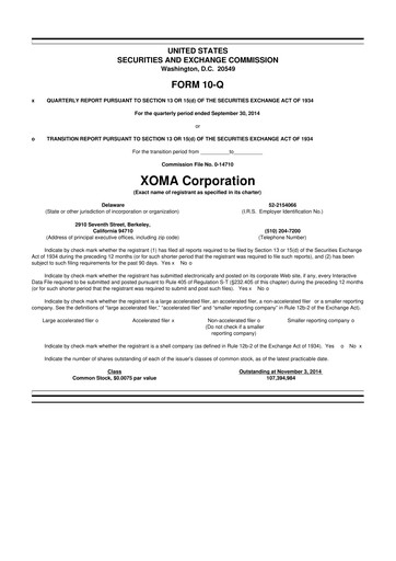 Thumbnail XOMA Royalty 10-Q Quarterly Report FY2014 