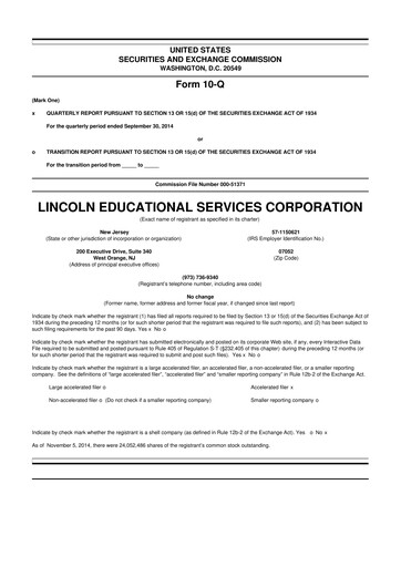Thumbnail Lincoln Educational Services 10-Q Quarterly Report FY2014 