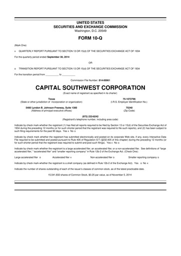 Miniature Capital Southwest Corporation 10-Q Rapport trimestriel  