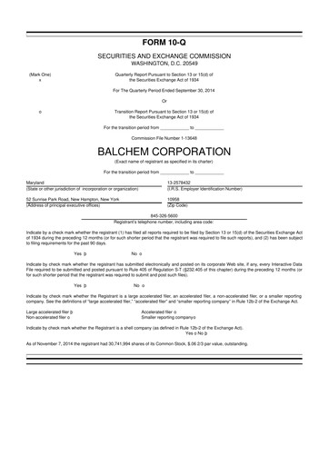 Thumbnail Balchem 10-Q Quarterly Report FY2014 