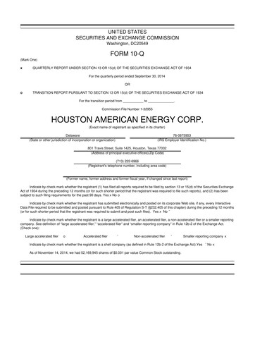 Thumbnail Houston American Energy 10-Q Quarterly Report FY2014 