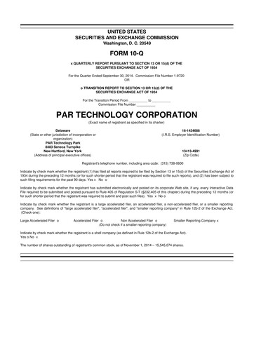 Thumbnail PAR Technology 10-Q Quarterly Report FY2014 
