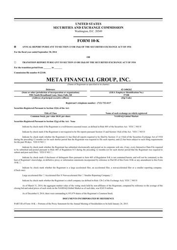Thumbnail Pathward Financial
 10-K Annual Report 2014