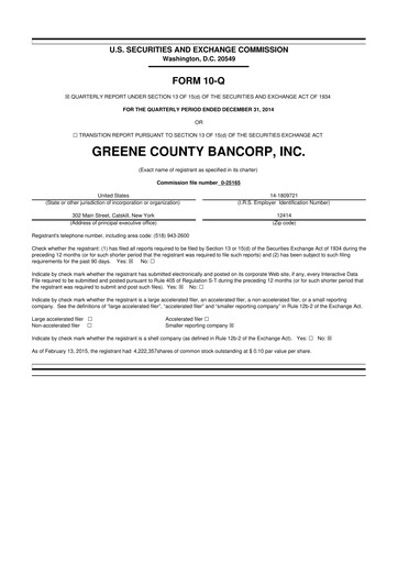 Thumbnail Greene County Bancorp 10-Q Quarterly Report FY2015 