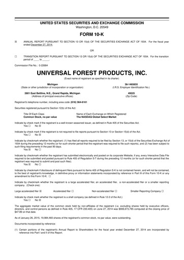 Vorschaubild UFP Industries
 10-K Jahresbericht 2014