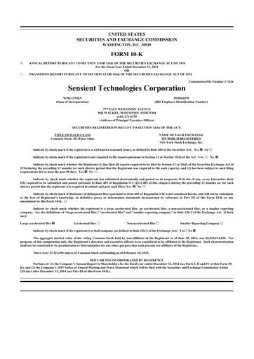 Thumbnail Sensient Technologies
 10-K Annual Report 2014
