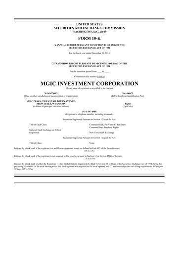 Thumbnail MGIC Investment
 10-K Annual Report 2014