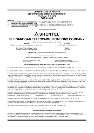 Thumbnail Shentel 10-K Annual Report 2014