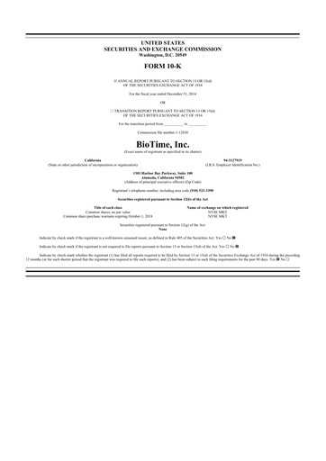 Thumbnail Lineage Cell Therapeutics
 10-K Annual Report 2014