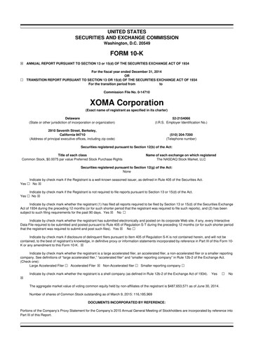 Thumbnail XOMA Royalty 10-K Annual Report 2014
