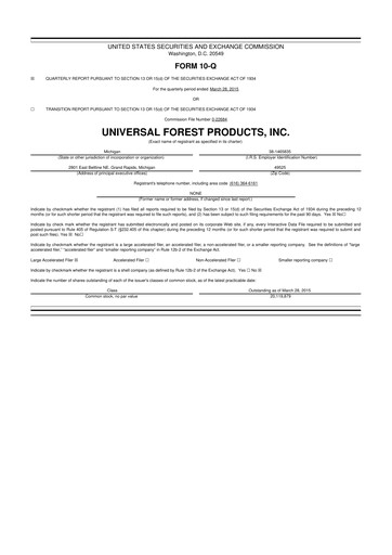 Miniature UFP Industries
 10-Q Rapport trimestriel 2015 