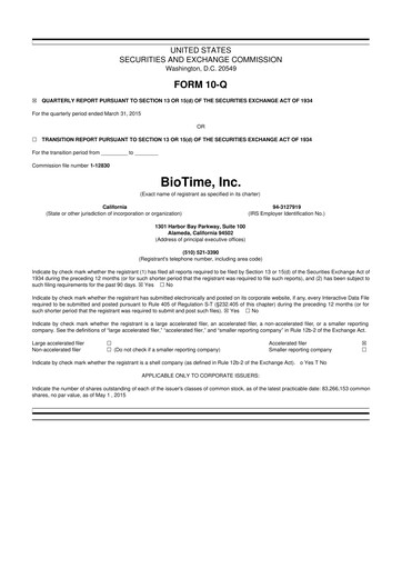 Thumbnail Lineage Cell Therapeutics
 10-Q Quarterly Report FY2015 