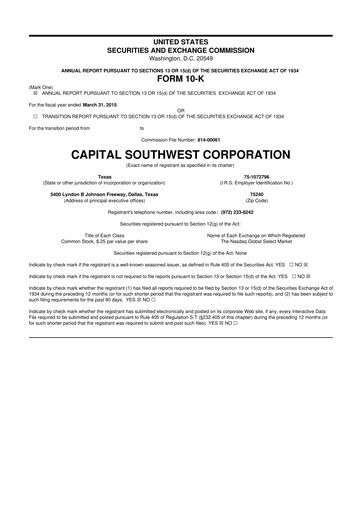 Thumbnail Capital Southwest Corporation 10-K Annual Report 