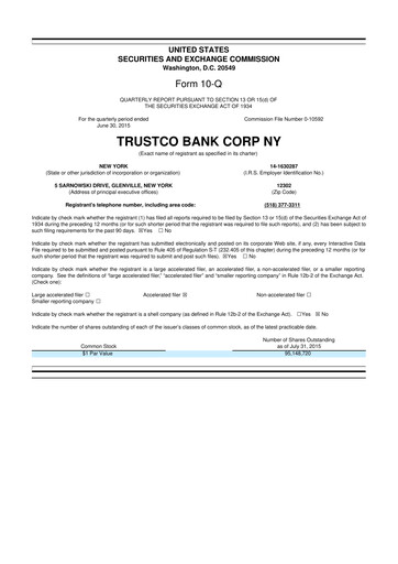 Thumbnail Trustco Bank 10-Q Quarterly Report FY2015 