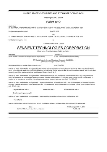 Thumbnail Sensient Technologies
 10-Q Quarterly Report FY2015 