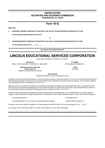 Thumbnail Lincoln Educational Services 10-Q Quarterly Report FY2015 