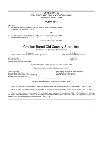 Vorschaubild Cracker Barrel 10-K Jahresbericht 2015