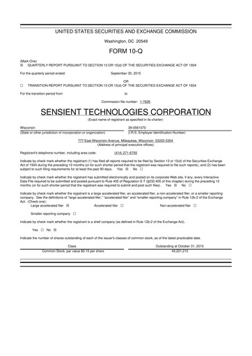 Thumbnail Sensient Technologies
 10-Q Quarterly Report FY2015 
