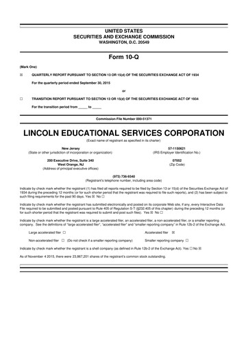 Thumbnail Lincoln Educational Services 10-Q Quarterly Report FY2015 