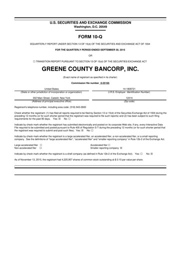 Thumbnail Greene County Bancorp 10-Q Quarterly Report FY2016 