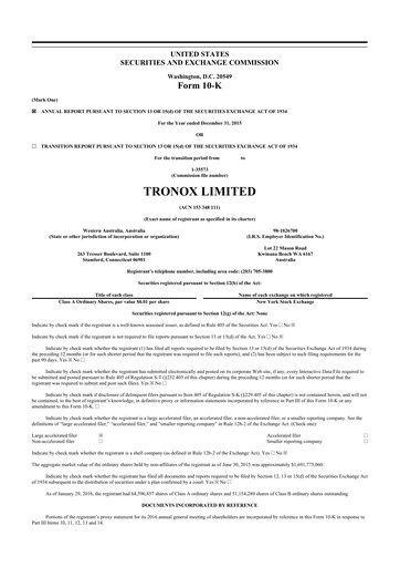 Miniature Tronox 10-K Rapport annuel 2015