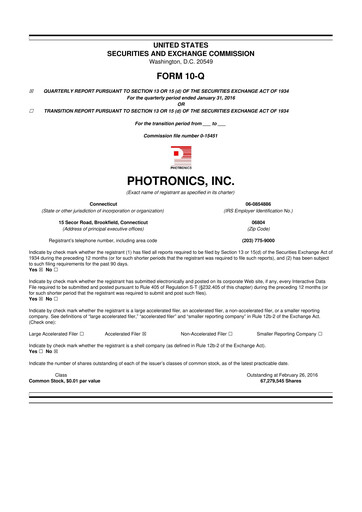 Thumbnail Photronics 10-Q Quarterly Report FY2016 
