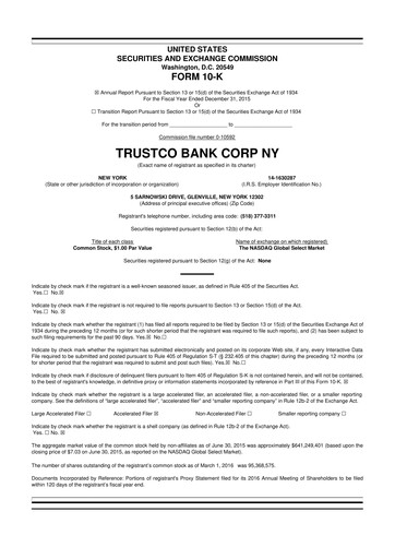 Thumbnail Trustco Bank 10-K Annual Report 2015