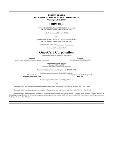 Thumbnail OncoCyte
 10-K Annual Report 