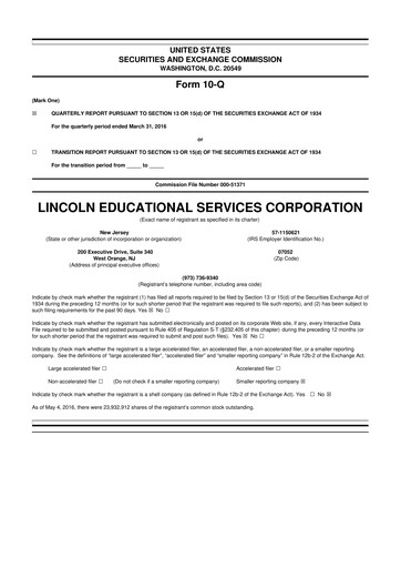 Thumbnail Lincoln Educational Services 10-Q Quarterly Report FY2016 