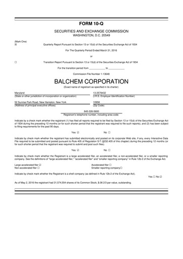 Thumbnail Balchem 10-Q Quarterly Report FY2016 