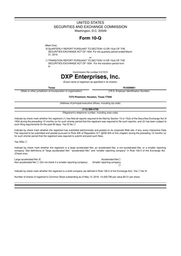 Thumbnail DXP Enterprises 10-Q Quarterly Report FY2016 