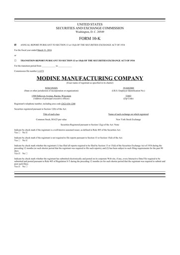 Thumbnail Modine Manufacturing
 10-K Annual Report 2016