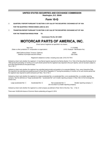 Vorschaubild Motorcar Parts of America 10-Q Quartalsbericht 2017 