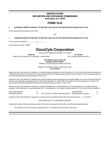 Thumbnail OncoCyte
 10-Q Quarterly Report FY2016 