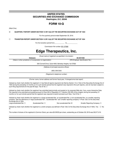 Miniature PDS Biotechnology
 10-Q Rapport trimestriel 2016 
