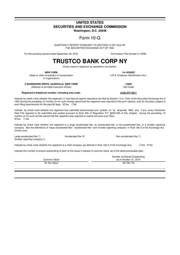 Thumbnail Trustco Bank 10-Q Quarterly Report FY2016 